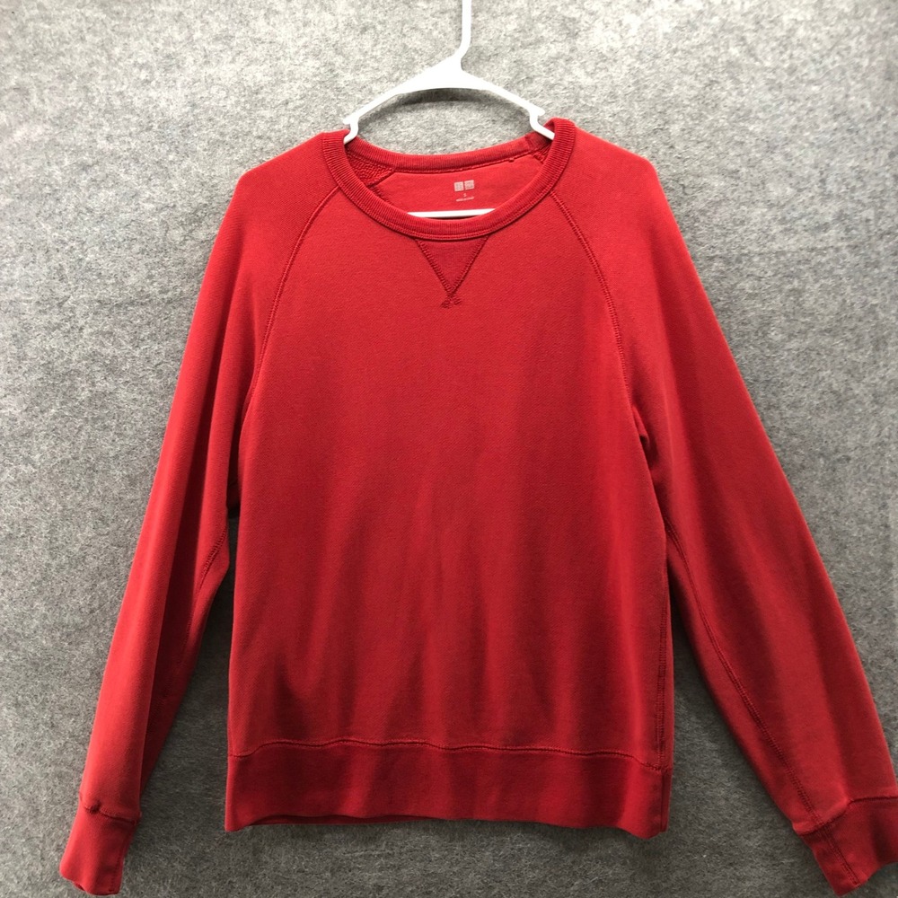 Uniqlo Raglan Crewneck Sweatshirt Mens S Brick Red Solid Pullover
